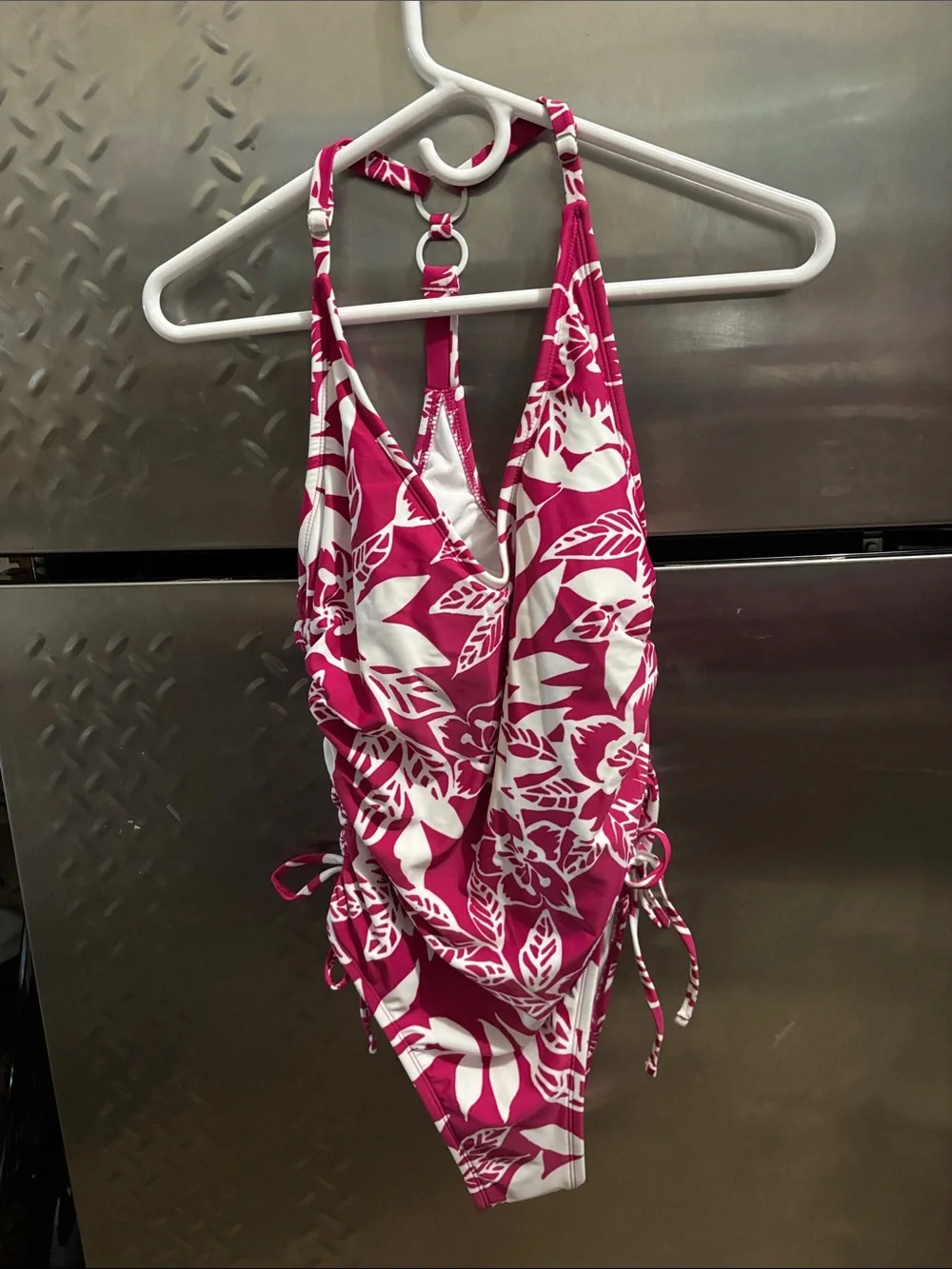 Kona Sol Hot Pink & White Floral Girls' One-Piece Swimsuit